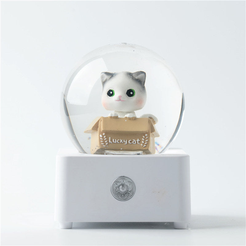 Baby Music Box Crystal Ball-Lucky Cat